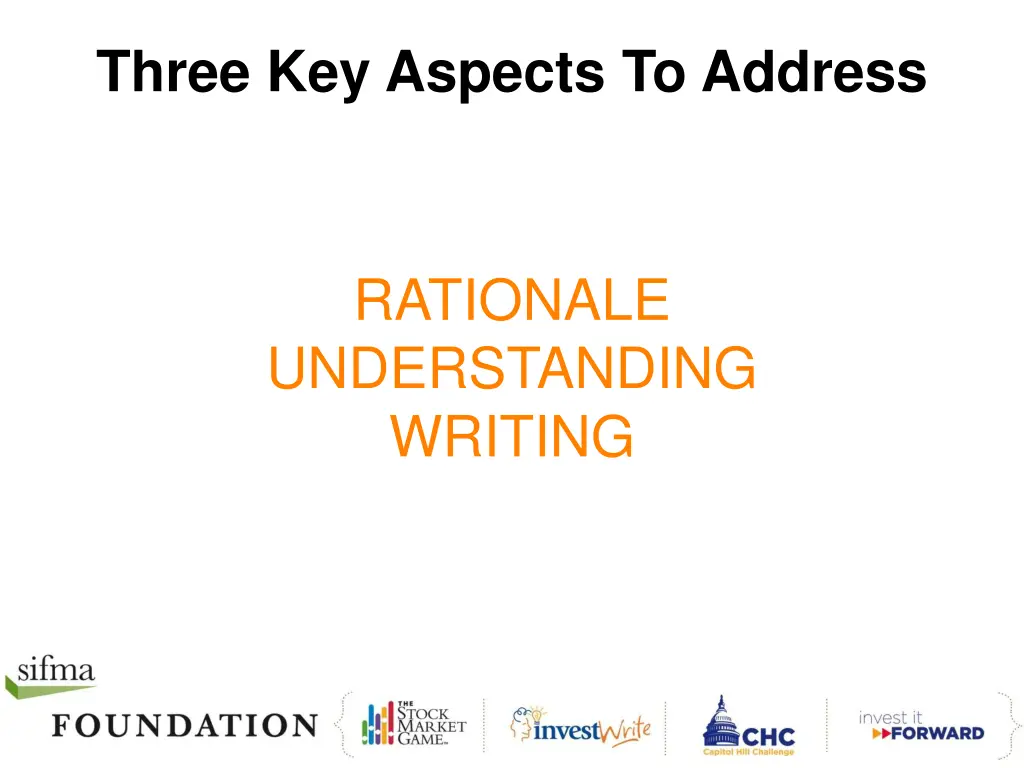 three key aspects to address