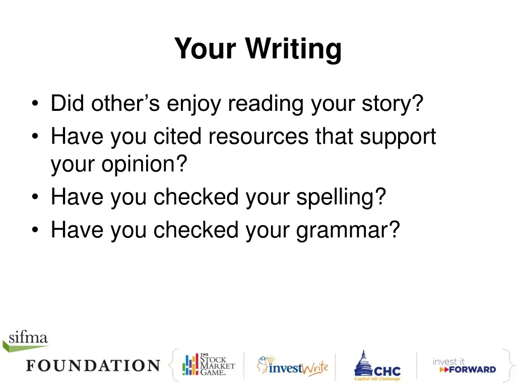 your writing