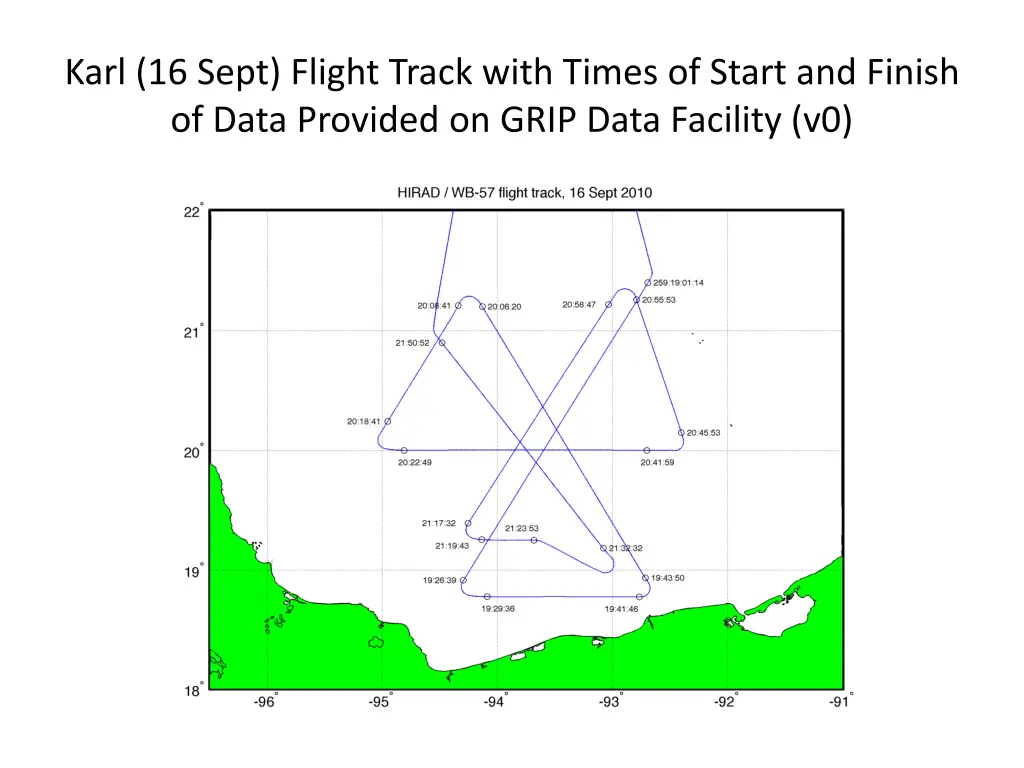 karl 16 sept flight track with times of start