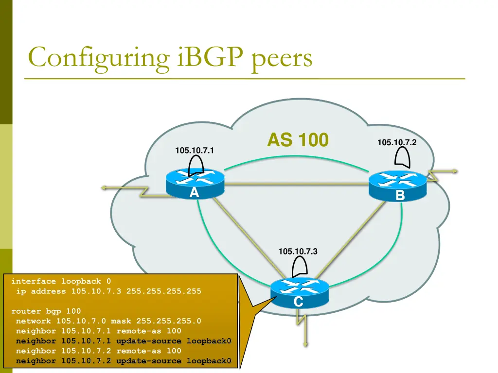configuring ibgp peers 3