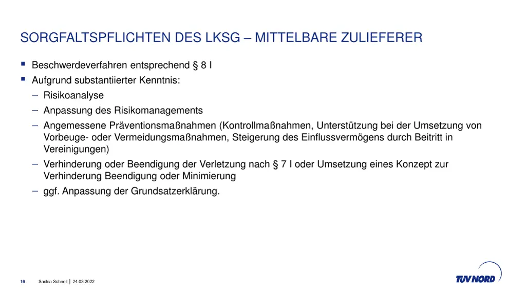 sorgfaltspflichten des lksg mittelbare zulieferer