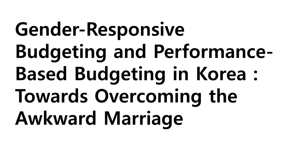 gender responsive budgeting and performance based