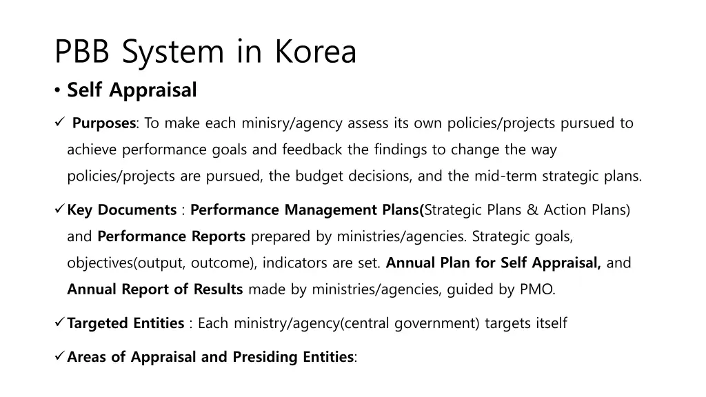 pbb system in korea self appraisal