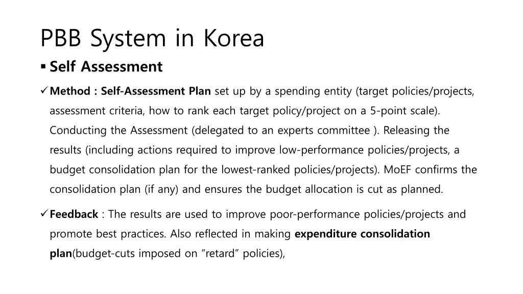 pbb system in korea self assessment
