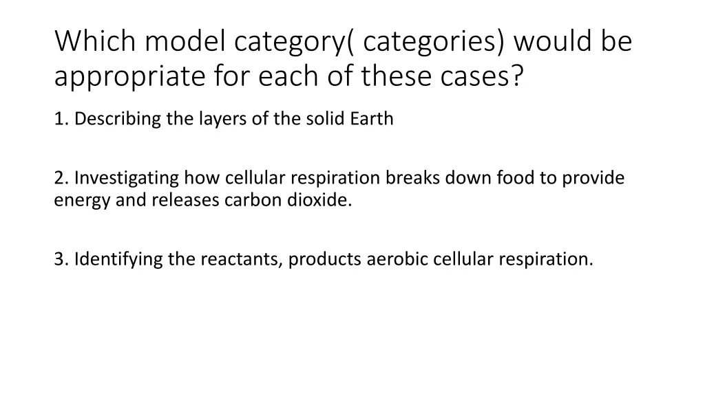 which model category categories would