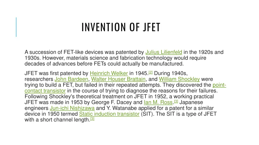 invention of jfet
