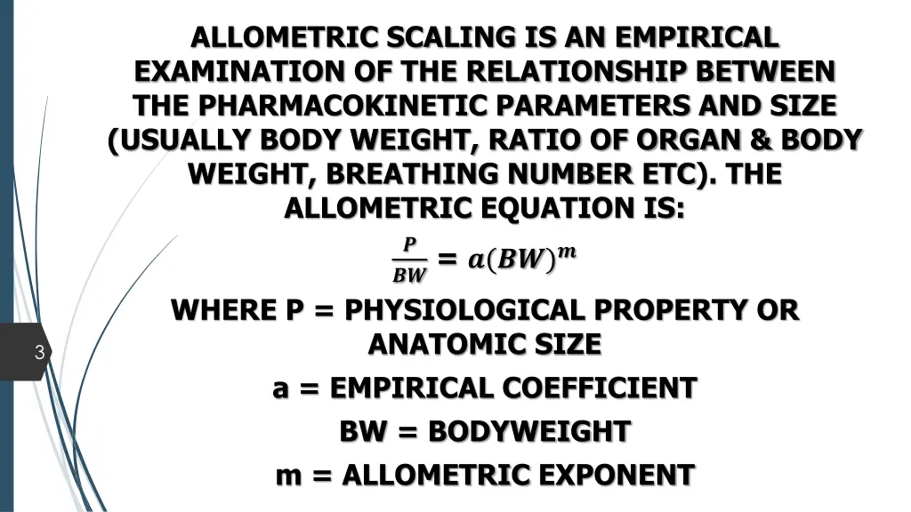 allometric scaling is an empirical examination