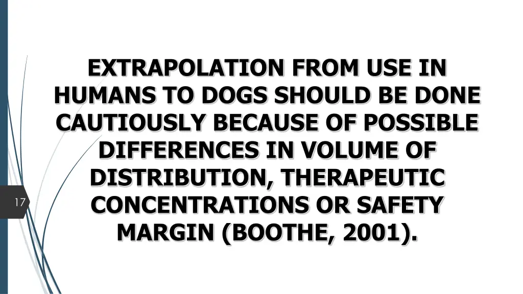 extrapolation from use in humans to dogs should