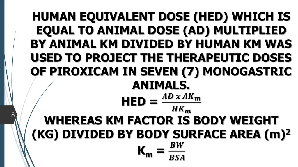 human equivalent dose hed which is equal