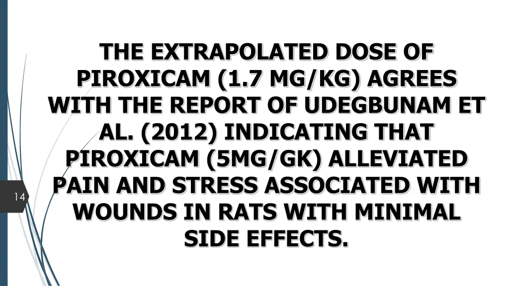 the extrapolated dose of piroxicam