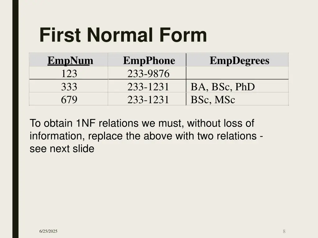 first normal form 2