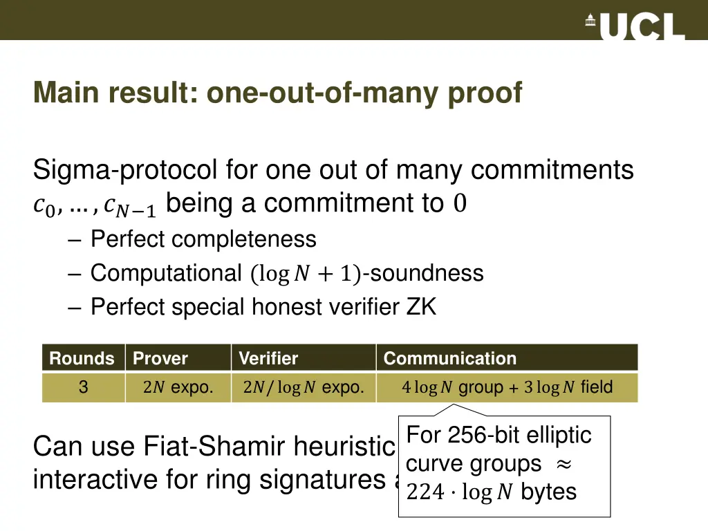 main result one out of many proof