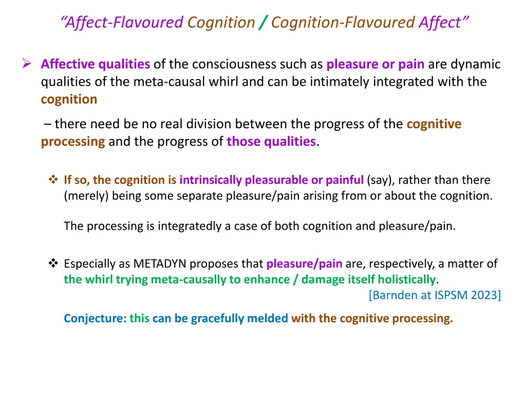 affect flavoured cognition cognition flavoured