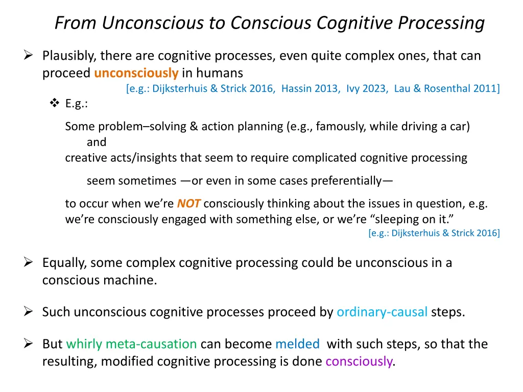 from unconscious to conscious cognitive processing