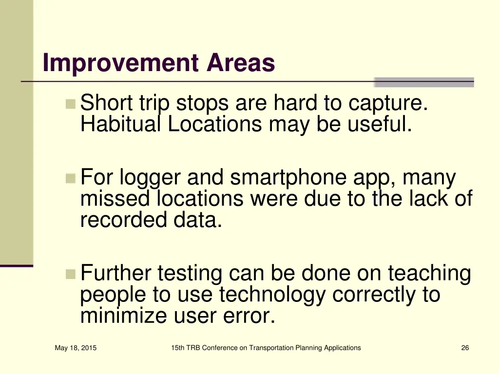 improvement areas
