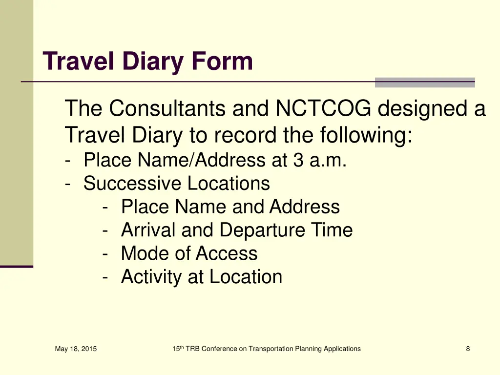 travel diary form