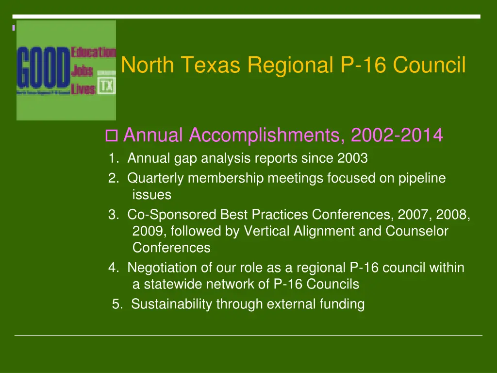 north texas regional p 16 council 6
