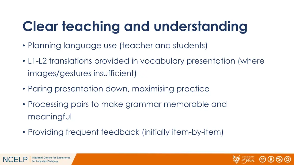 clear teaching and understanding