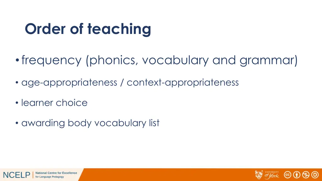 order of teaching