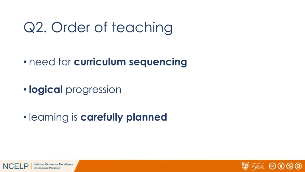 q2 order of teaching
