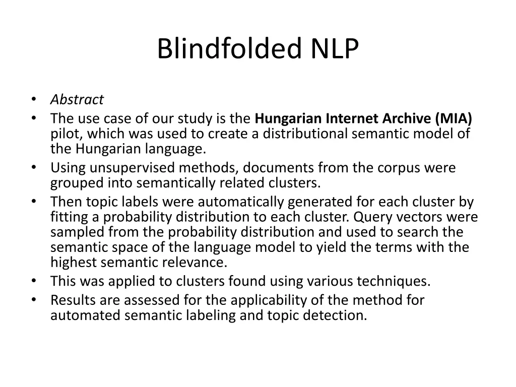 blindfolded nlp