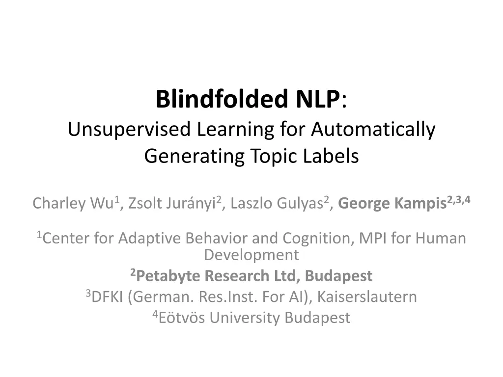 blindfolded nlp unsupervised learning 1