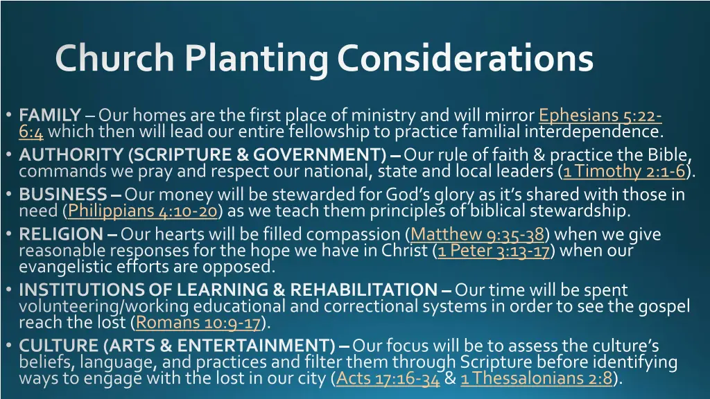 church planting considerations
