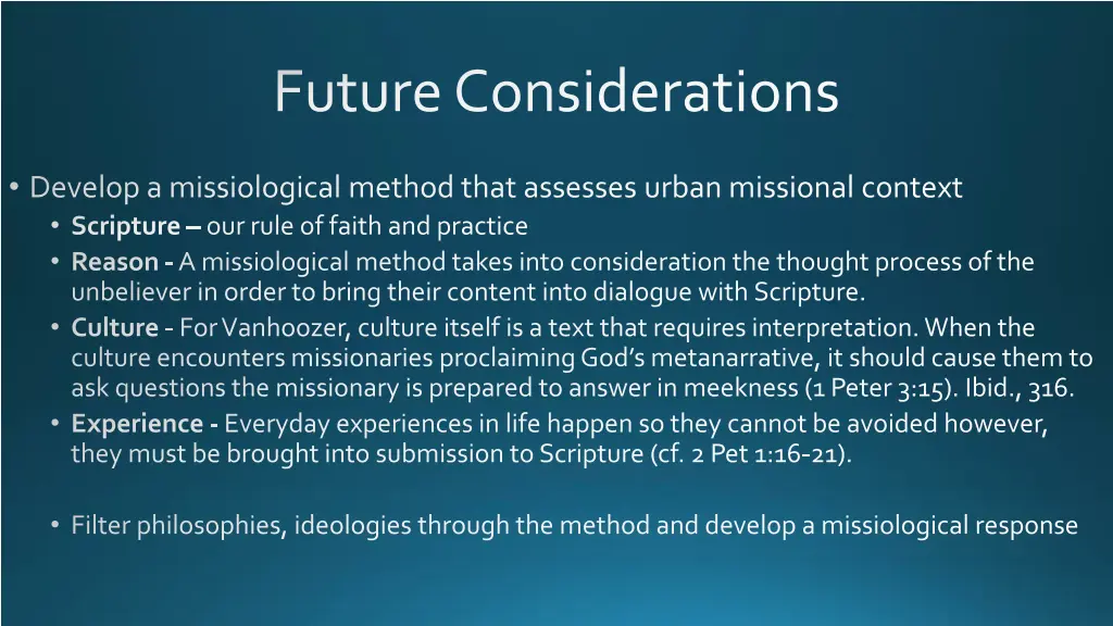 future considerations