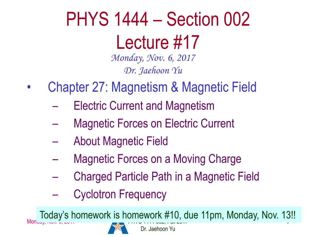 phys 1444 section 002 lecture 17 monday