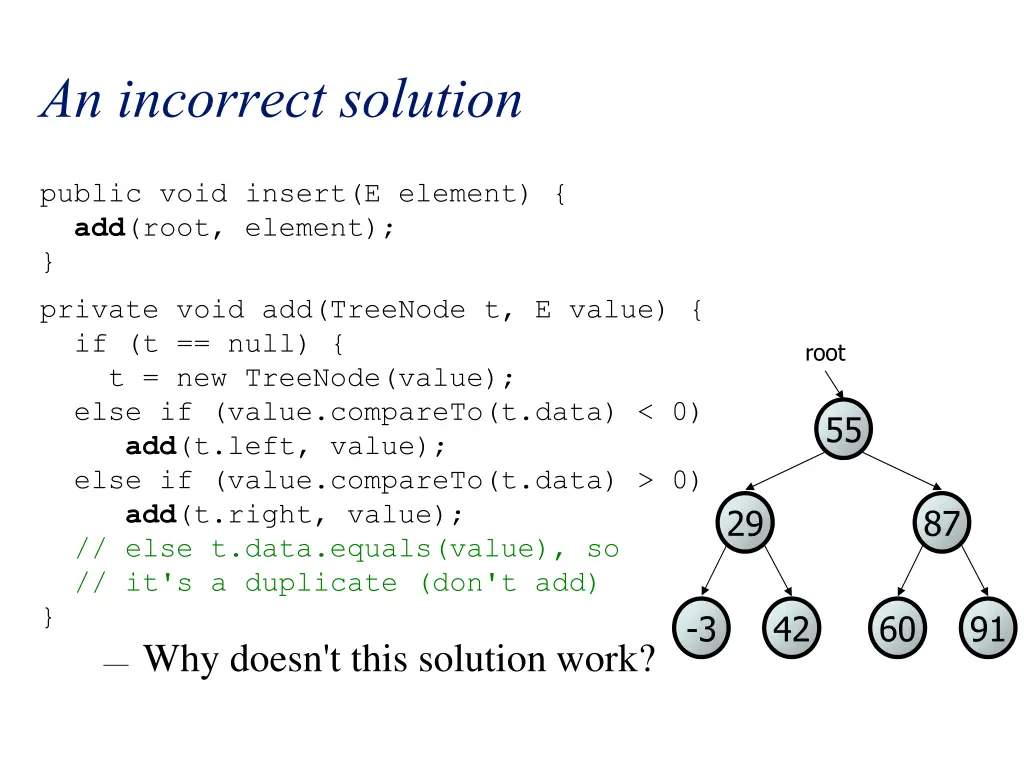 an incorrect solution