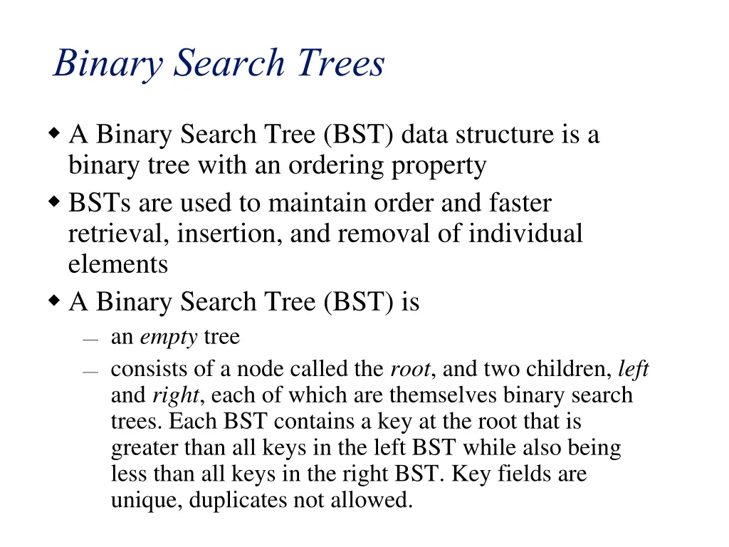 binary search trees 1