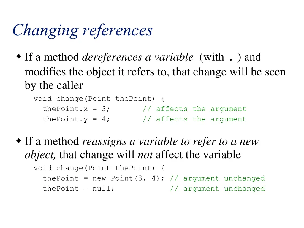 changing references