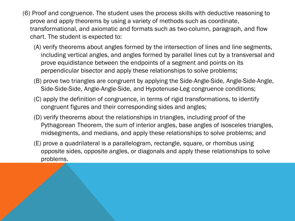 6 proof and congruence the student uses