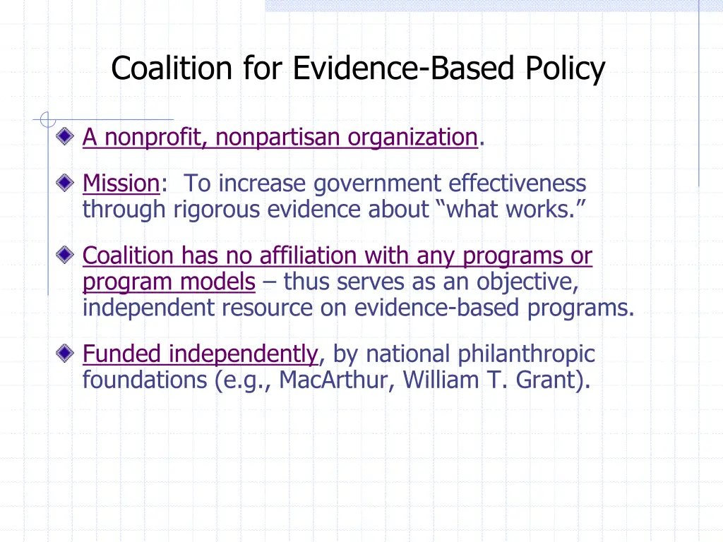 coalition for evidence based policy