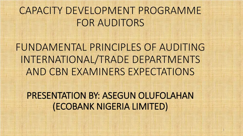 capacity development programme for auditors