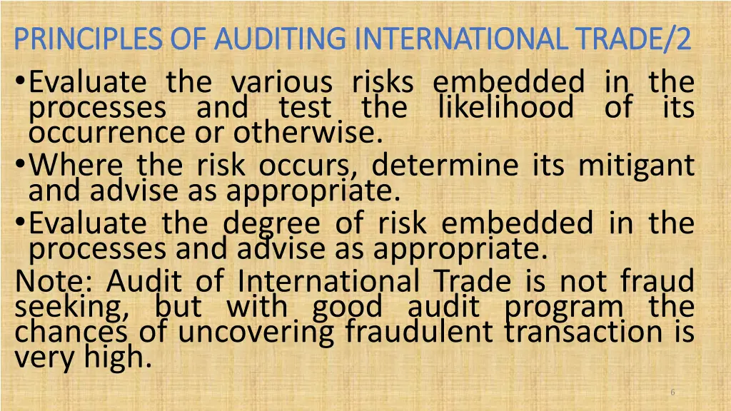 principles of auditing international trade 1