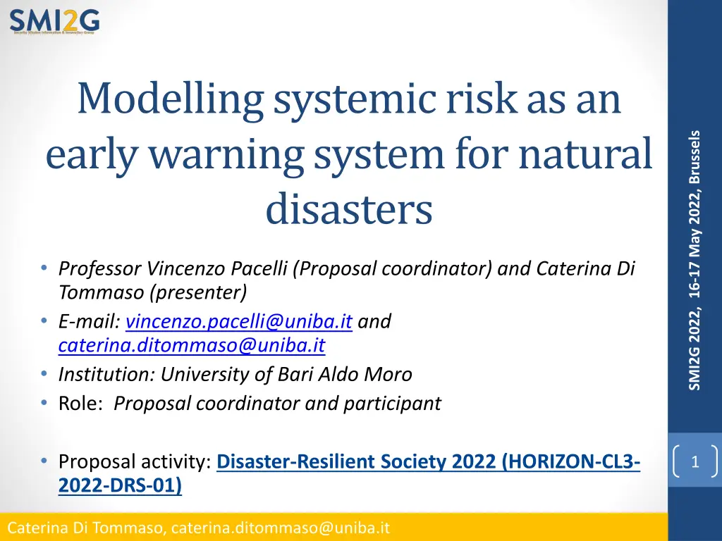 modelling systemic risk as an early warning