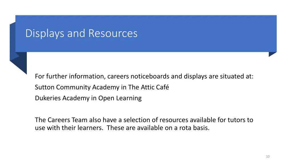 displays and resources