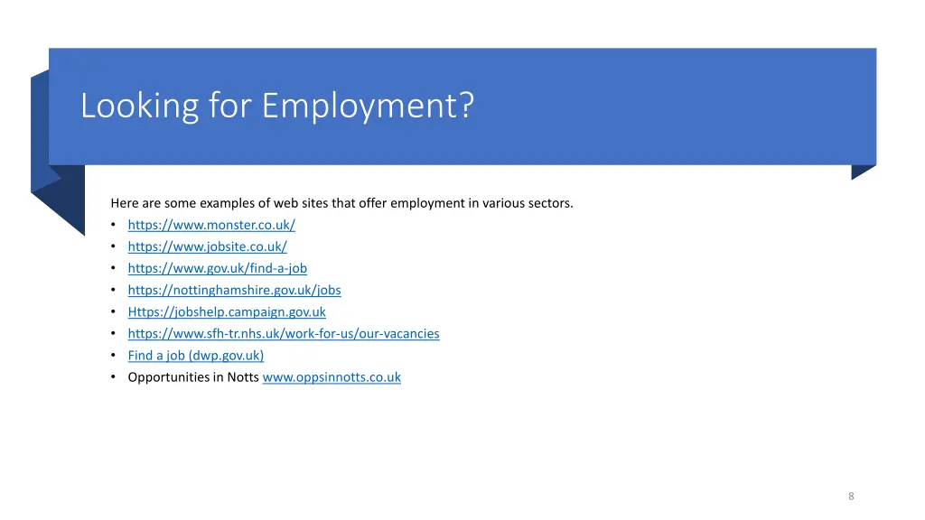 looking for employment