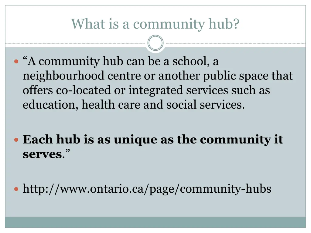 what is a community hub