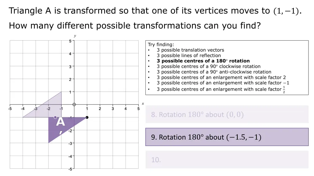 triangle a is transformed so that 18