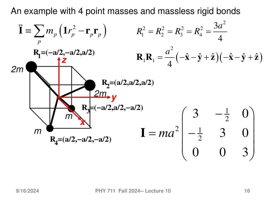 an example with 4 point masses and massless rigid