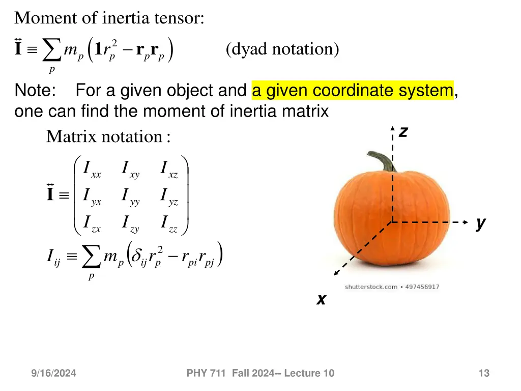 moment of inertia tensor i 1