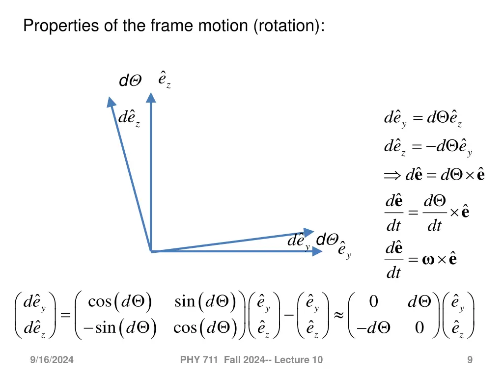 properties of the frame motion rotation