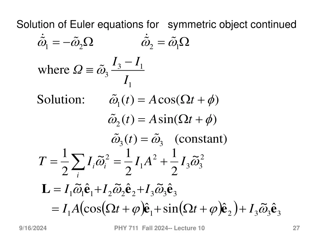 solution of euler equations for symmetric object