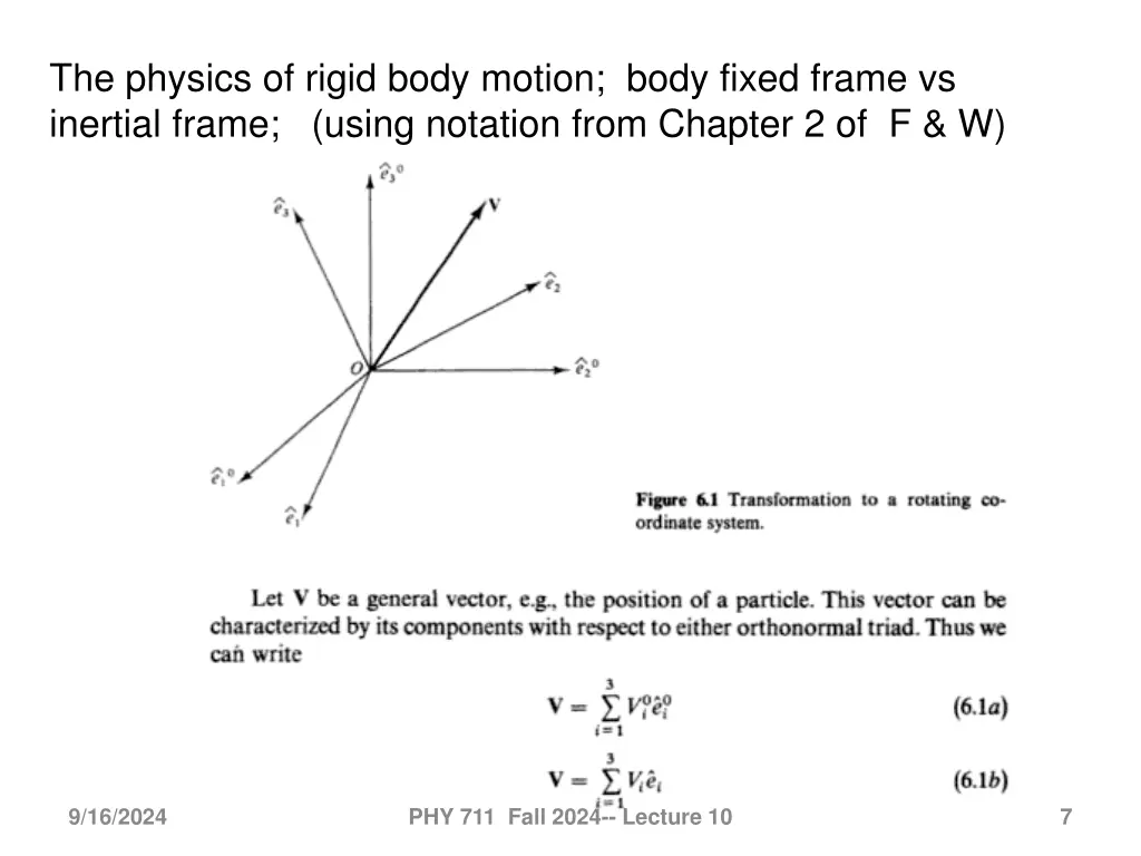 the physics of rigid body motion body fixed frame