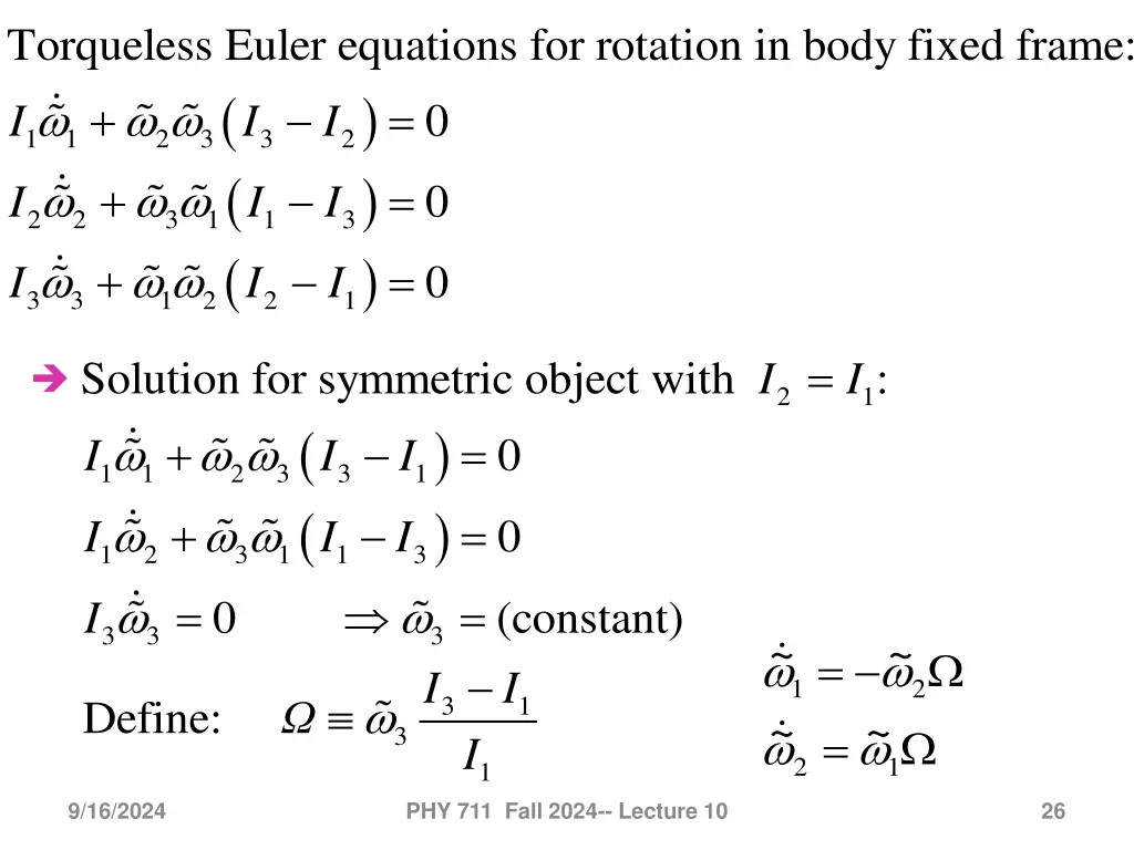 torqueless euler equations for rotation in body