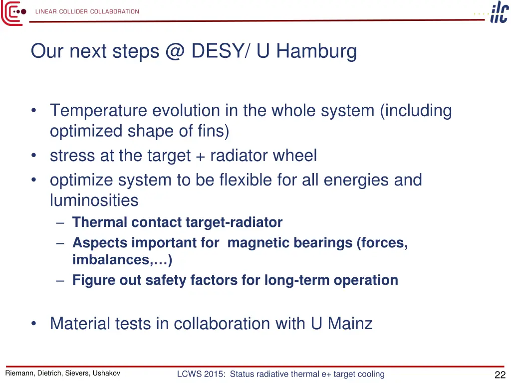 our next steps @ desy u hamburg
