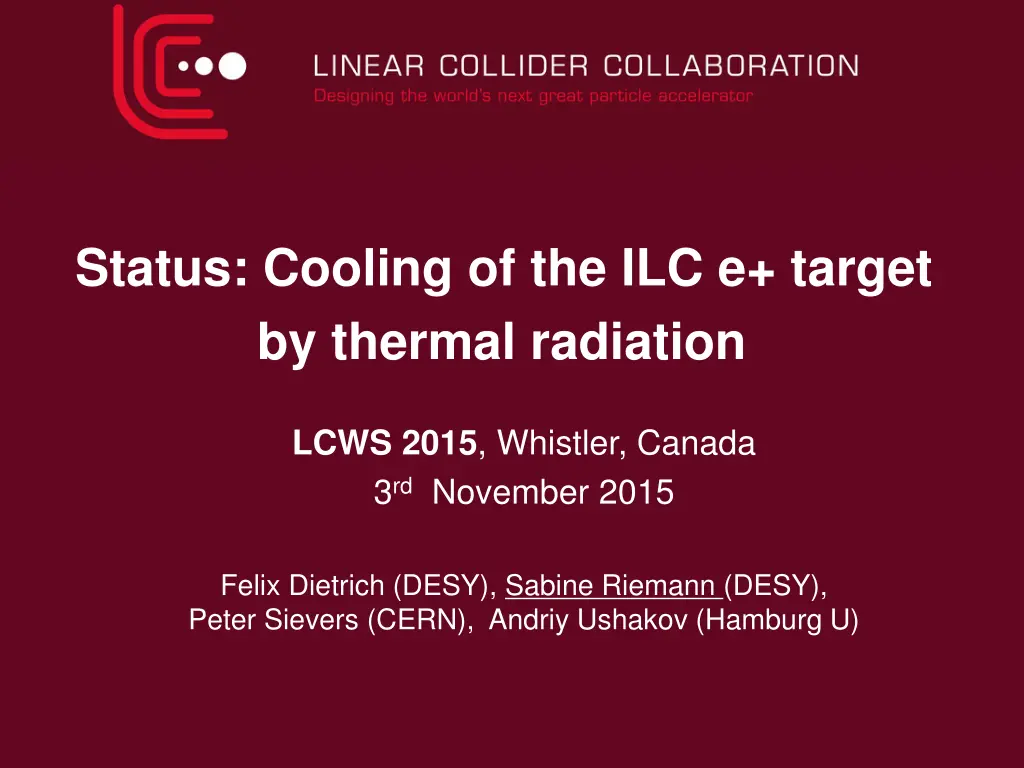 status cooling of the ilc e target by thermal