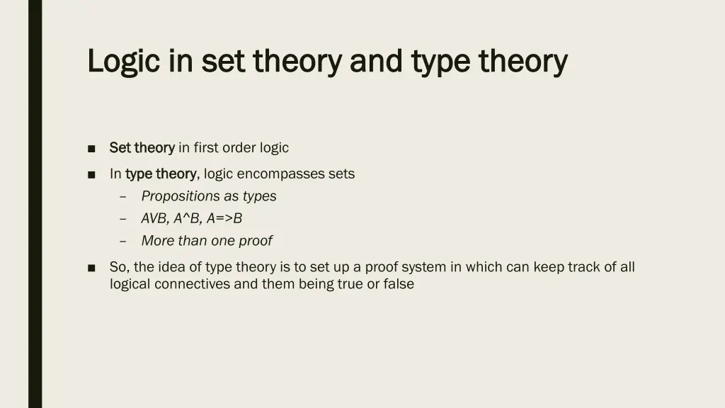 logic in set theory and type theory logic